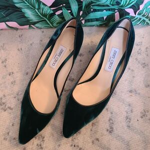 Jimmy Choo Green Suede Velvet Pumps heels size 42